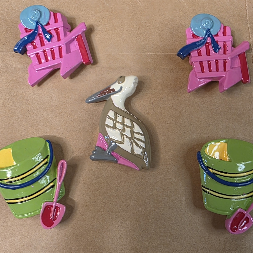 Beach Sea Themed Button Covers Vintage Bright Neon Colors